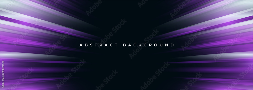 Poster Black and purple wide modern abstract technology background with glowing high-speed and movement light effect. Vector illustration