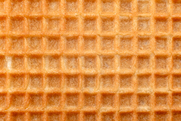 Waffle texture close up. Wafer sheet. homemade baking