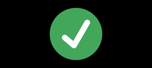 Green Check Mark and White Click.Vector Illustration.