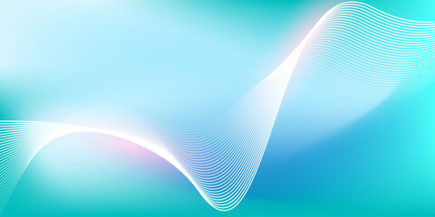 Abstract blue gradient background with shining lines waves. Minimalist background for banner, poster, cover, brochure, flyer, website