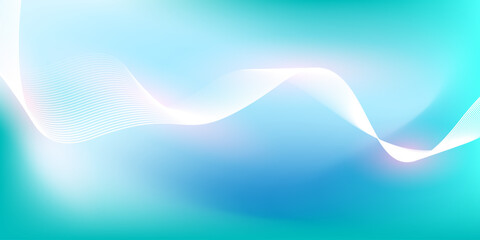 Abstract blue gradient background with shining lines waves. Minimalist background for banner, poster, cover, brochure, flyer, website