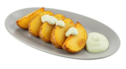 Isolated Potato Wedges with Dip
