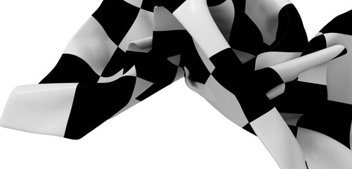 High-resolution image of a checkered flag, dramatically crumpled. Perfect for sports, racing, or...