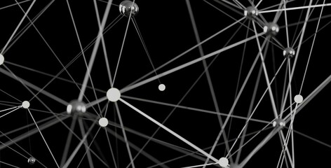 3D rendering of a complex network. Ideal for technology, connection, and innovation concepts.