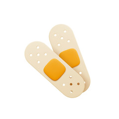 Medical patch 3d icon. Realistic plaster, home aid equipment, help with cuts or blisters. Adhesive plasters for first aid, healthcare, render vector elements