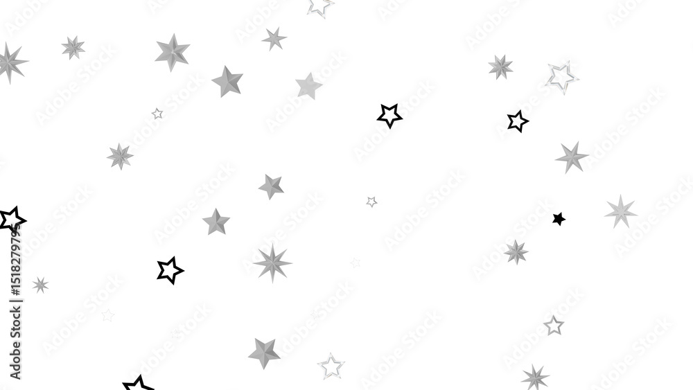 Poster a black background with white stars scattered across the surface in various sizes. the stars have a 