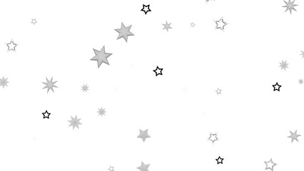 Obraz premium A simple abstract graphic with silver stars scattered on a black background. The stars are various sizes and give off a bright, shiny and sparkling feel.
