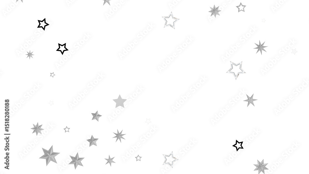 Poster a black background with white stars scattered across the surface in various sizes. the stars have a 