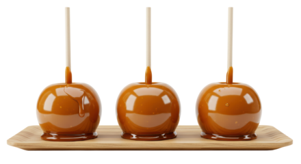 Isolated Caramel Apples on Tray