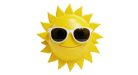 Isolated Smiling Sun with Sunglasses