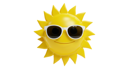 Isolated Smiling Sun with Sunglasses