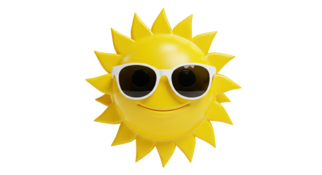 Isolated Smiling Sun with Sunglasses