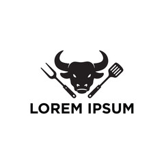  Bull Head BBQ Logo with Utensils
