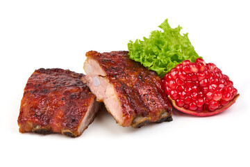 Barbecue Ribs Glazed, isolated on white background