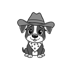Cowboy Dog Logo With Bandana and Hat