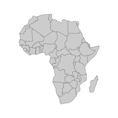Africa map icon on white background.