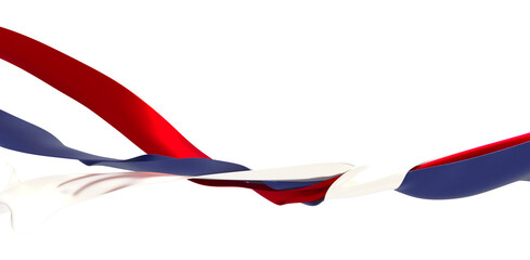 Fototapeta premium Dynamic image of red, white, and blue ribbons flowing. Perfect for patriotic themes.