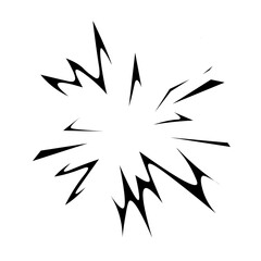 Impact icon. Fireworks explosion or hit effect. Comic style radial flash. Black sharp spikes. Flat isolated vector illustration. © Evi