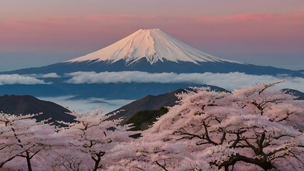 mount fuji in winter