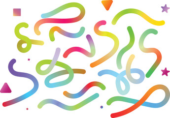 Abstract gradient Color Line Ribbons. . Abstract Pattern on transparent. Rainbow Color Waves Dynamic Swirls and Spiral Ribbons