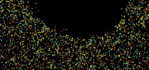 Vibrant confetti explosion on black background. Perfect for celebration, party, or festive designs.