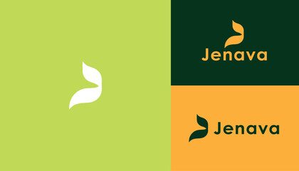 Modern Minimalist Leaf Logo Design Jenava Brand Identity