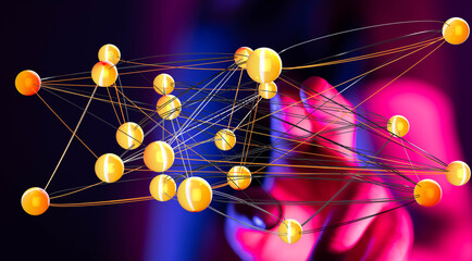 Abstract image depicting a complex network of connections, ideal for technology, data, and...