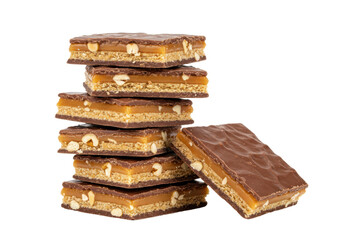 Isolated Stack of Chocolate Caramel Nut Bars