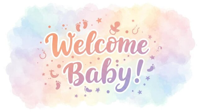 Welcome baby celebration watercolor design