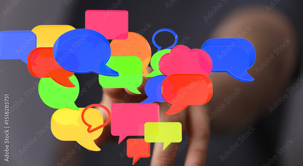 Aufkleber abstract image of colorful speech bubbles,ideal for communication, social media, and teamwork concep