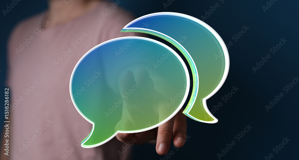 Aufkleber abstract image of person interacting with colorful speech bubbles. represents communication, online 