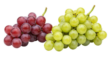 Isolated Bunches of Red and Green Grapes