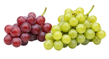 Isolated Bunches of Red and Green Grapes