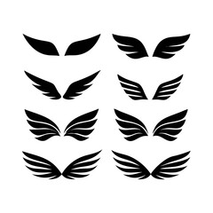 Nine clean vector wing silhouettes for logos