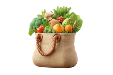 PNG Fresh harvest: bountiful bag of vibrant vegetables and fruits