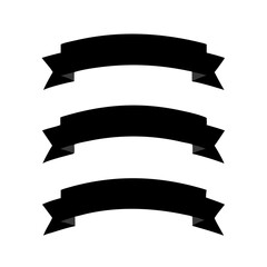 Three black silhouette ribbon banners design set