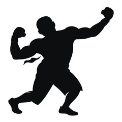 Boxer silhouette victory celebration, expressive pose
