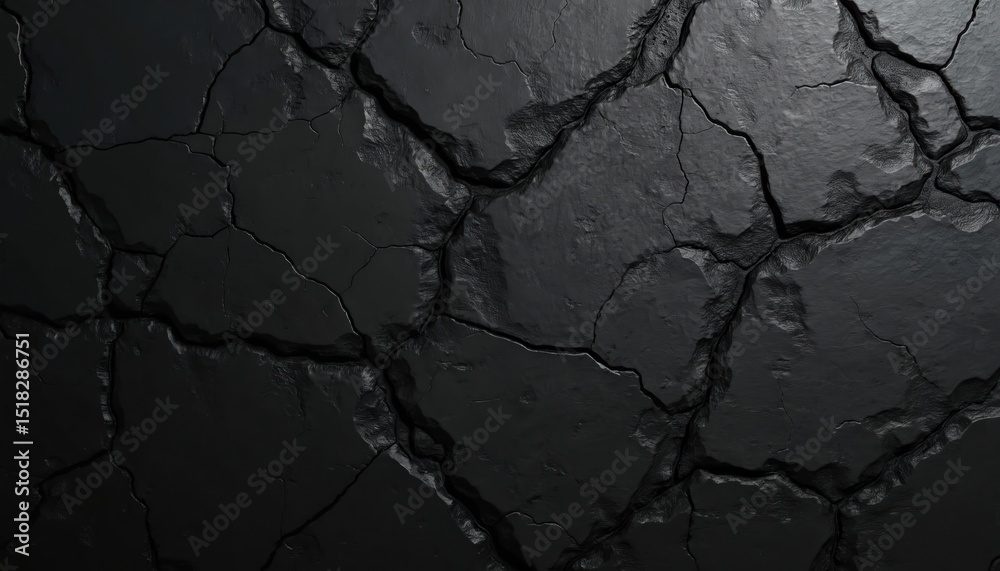 Poster black abstract texture background. rough surface with cracks. digital art background, earth, stone. 