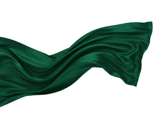 Isolated Flowing Emerald Green Silk Fabric