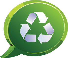 Fototapeta premium Chat Icon with Recycling Symbol Inside – Sustainable Communication Concept Vector