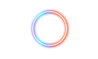 Neon Circle Frame on transparent Background. Blue and Pink Glow. Glowing Neon Ring. Colorful Light Effect. Design Element PNG