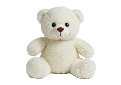 Isolated Soft White Plush Teddy Bear Toy