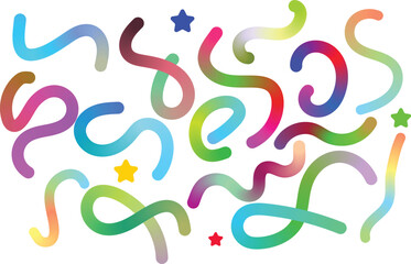 Abstract gradient Color Line Ribbons. . Abstract Pattern on transparent. Rainbow Color Waves Dynamic Swirls and Spiral Ribbons