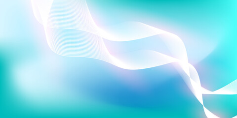 Abstract blue gradient background with shining lines waves. Minimalist background for banner, poster, cover, brochure, flyer, website