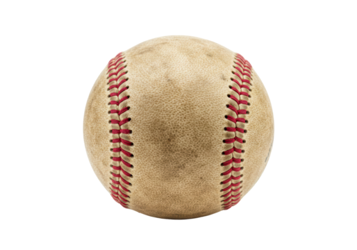 Isolated Worn and Weathered Baseball with Red Stitching