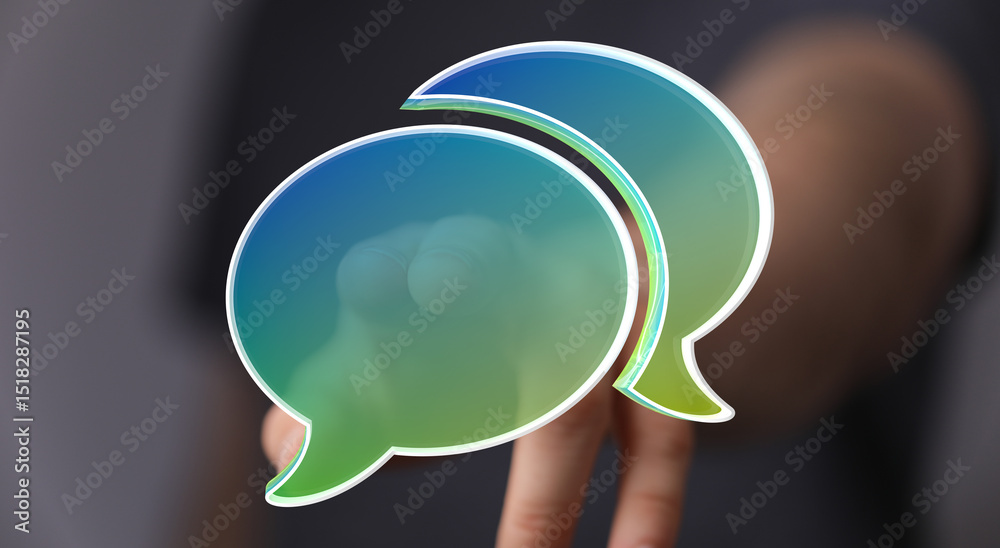 Poster Abstract image of two speech bubbles, representing communication and conversation.