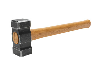 Isolated Heavy Sledgehammer with Wooden Handle