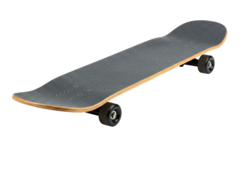 Isolated Blank Skateboard Deck with Black Wheels