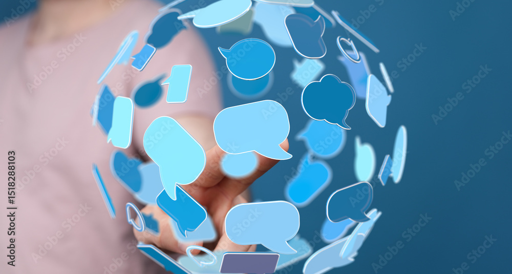 Aufkleber Seamless communication.  Connect globally through digital chat and messaging.  Modern communication technology.