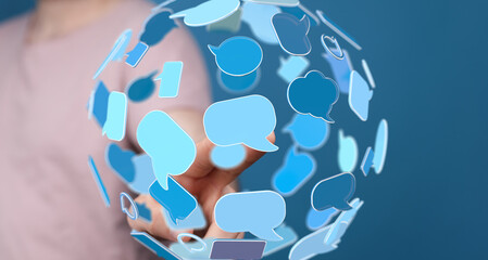 Seamless communication.  Connect globally through digital chat and messaging.  Modern communication technology.